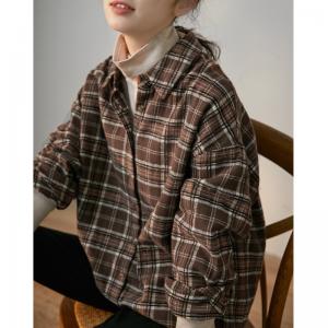 Cotton Classic Check Shirt Long Sleeve Oversized Plaid Shirt