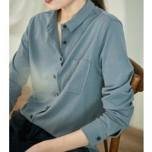 Chest Pocket Lake Blue Elegant Shirt Button Down Cotton Office Wear