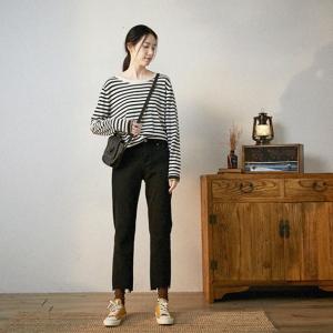 Casual Style Striped Knitwear Oversized Cotton Sweater