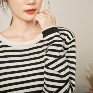 Casual Style Striped Knitwear Oversized Cotton Sweater