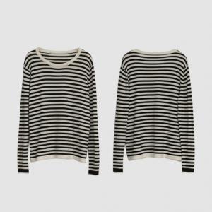 Casual Style Striped Knitwear Oversized Cotton Sweater