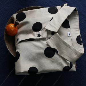 French Chic Polka Dot Shirt Womens Cotton Vintage Blouse