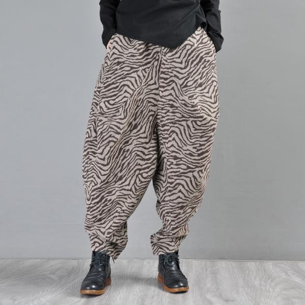 Cotton Blend Winter Hippie Pants Loose Zebra Striped Trousers