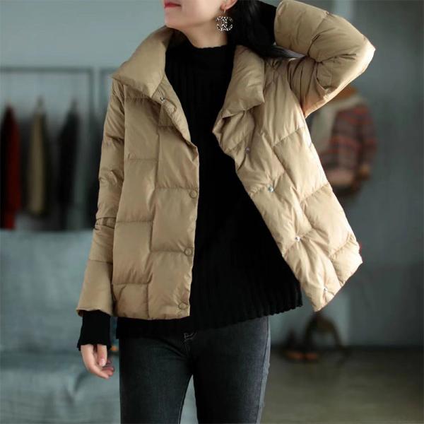 Stand Collar Korean Down Coat Long Sleeve Oversized Short Coat