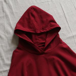 Korean Style Scarlet Hooded Sweatshirt Cotton Pullover Hoodie