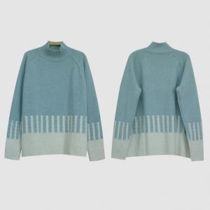 Azure Knit Turtleneck Sweater Merino Wool Oversized Cable Knit Sweater