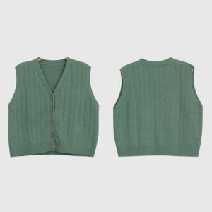 V-Neck Mulberry Silk Knit Vest Cashmere Blend Short Waistcoat