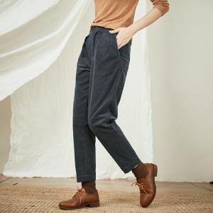 Slim-Fit Cotton Corduroy Pants Korean Straight-Leg Trousers for Women