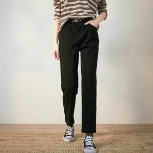 Cotton Blend Fleeced Jeans Black Skinny Jeans for Women
