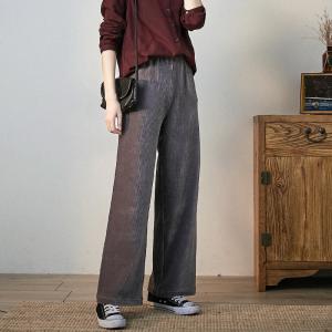 French Style Wide Leg Bootcuts High-Rise Corduroy Flare Pants