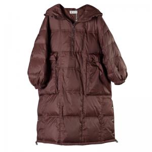Big Pockets Plus Size Down Coat Womens Brown Hooded Puffer Coat