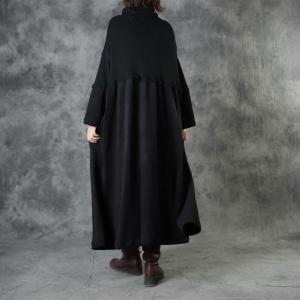 Corduroy Splicing Turtleneck Sweater Dress Large Winter Kaftan