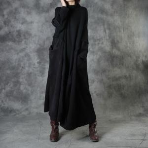 Corduroy Splicing Turtleneck Sweater Dress Large Winter Kaftan