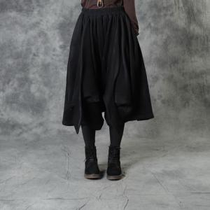 Neutral Colors Asymmetrical Pantskirt Loose Culottes