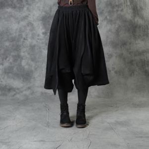 Neutral Colors Asymmetrical Pantskirt Loose Culottes