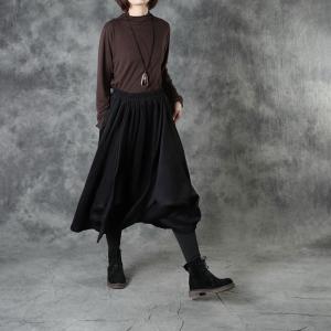 Neutral Colors Asymmetrical Pantskirt Loose Culottes