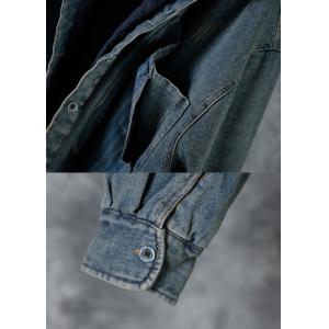Striped Pockets Raw Hem Denim Jacket Quilted Plus Size Jean Jacket