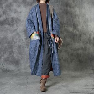 Chinese Style Printed Embroidered Coat Designer Cotton Padded Coat