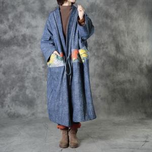 Chinese Style Printed Embroidered Coat Designer Cotton Padded Coat