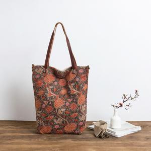 Flowers Prints Cotton Linen Shopper Tote
