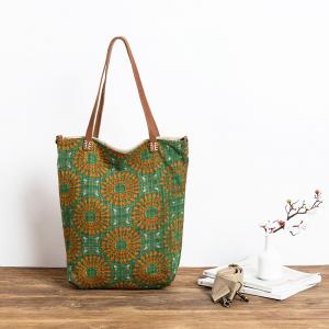 Flowers Prints Cotton Linen Shopper Tote