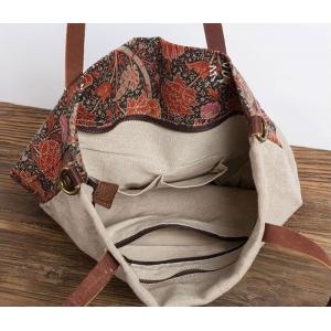 Flowers Prints Cotton Linen Shopper Tote
