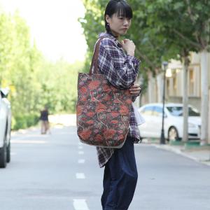 Flowers Prints Cotton Linen Shopper Tote