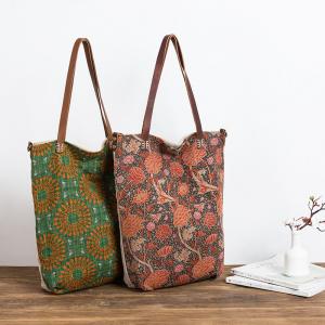 Flowers Prints Cotton Linen Shopper Tote