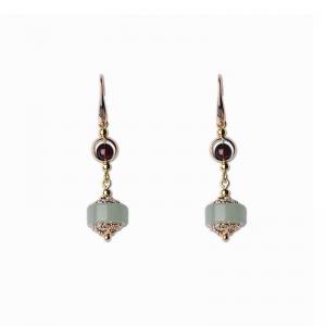 Ethnic Style Aventurine Metal Earrings for Senior Women