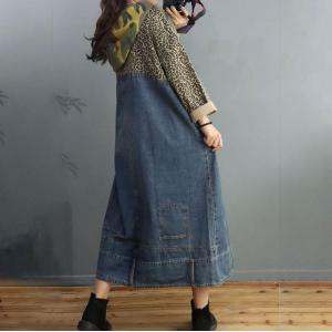 Leopard Printed Denim Hooded Dress Large Camo Dress