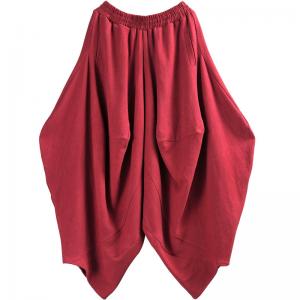 Cotton Linen Red Balloon Pants Customized Hammer Pants