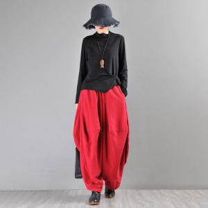 Cotton Linen Red Balloon Pants Customized Hammer Pants