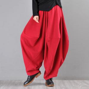 Cotton Linen Red Balloon Pants Customized Hammer Pants