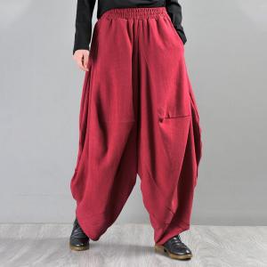 High-End Designer Thai Pants Cotton Linen Harem Pants for Women