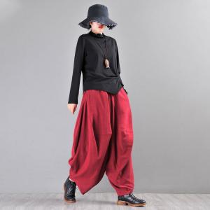 High-End Designer Thai Pants Cotton Linen Harem Pants for Women