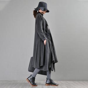 High-Waist Dark Gray Cardigan Fit and Flare Cotton Oversized Cardigan