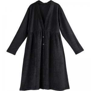 Business-Casual Plain Knit Cardigan Cotton Elegant Overcoat