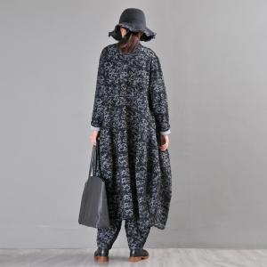 Stereo Jacquard Flare Cardigan Plus Size Cotton Blend Draped Coat