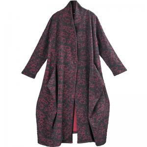 Stereo Jacquard Flare Cardigan Plus Size Cotton Blend Draped Coat