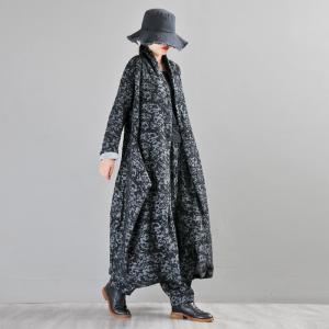 Stereo Jacquard Flare Cardigan Plus Size Cotton Blend Draped Coat
