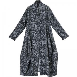 Stereo Jacquard Flare Cardigan Plus Size Cotton Blend Draped Coat