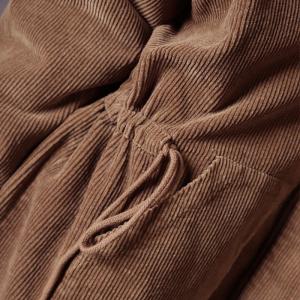 Fleeced Lining Long Tan Corduroy Jacket Midi Winter Coat