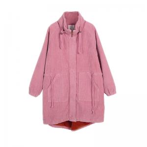 Fleeced Lining Long Tan Corduroy Jacket Midi Winter Coat