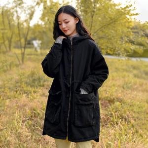 Winter Fleeced Hooded Anorak Jacket Fleeced Drawstring Coat