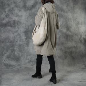 Winter Fleeced Hooded Anorak Jacket Fleeced Drawstring Coat