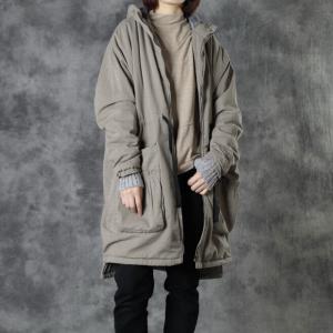 Winter Fleeced Hooded Anorak Jacket Fleeced Drawstring Coat