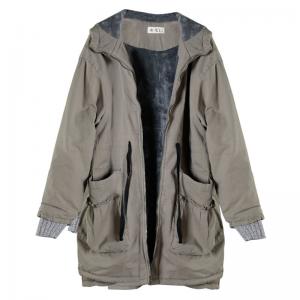 Winter Fleeced Hooded Anorak Jacket Fleeced Drawstring Coat