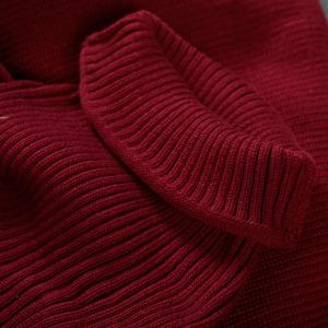 Long Sleeve Loose Turtleneck Sweater Dress Burgundy Poncho Dress