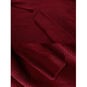 Long Sleeve Loose Turtleneck Sweater Dress Burgundy Poncho Dress