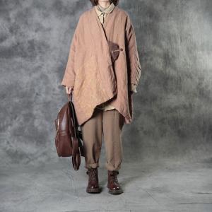 Embroidered Pocket Quilted Coat Vegetable Dyes Linen Chinese Coat
